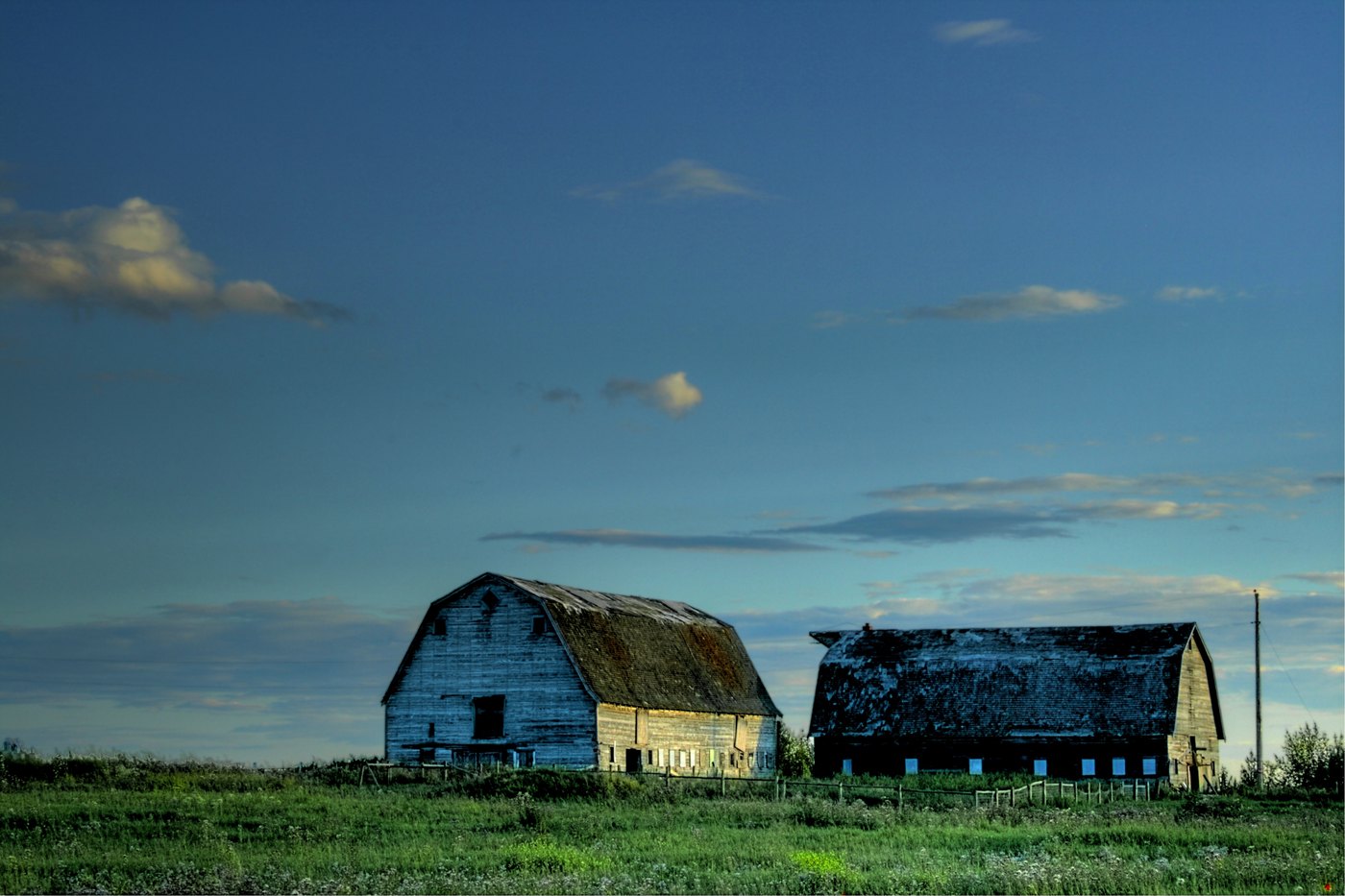 Farm buildings on open land near St. Albert, Alberta