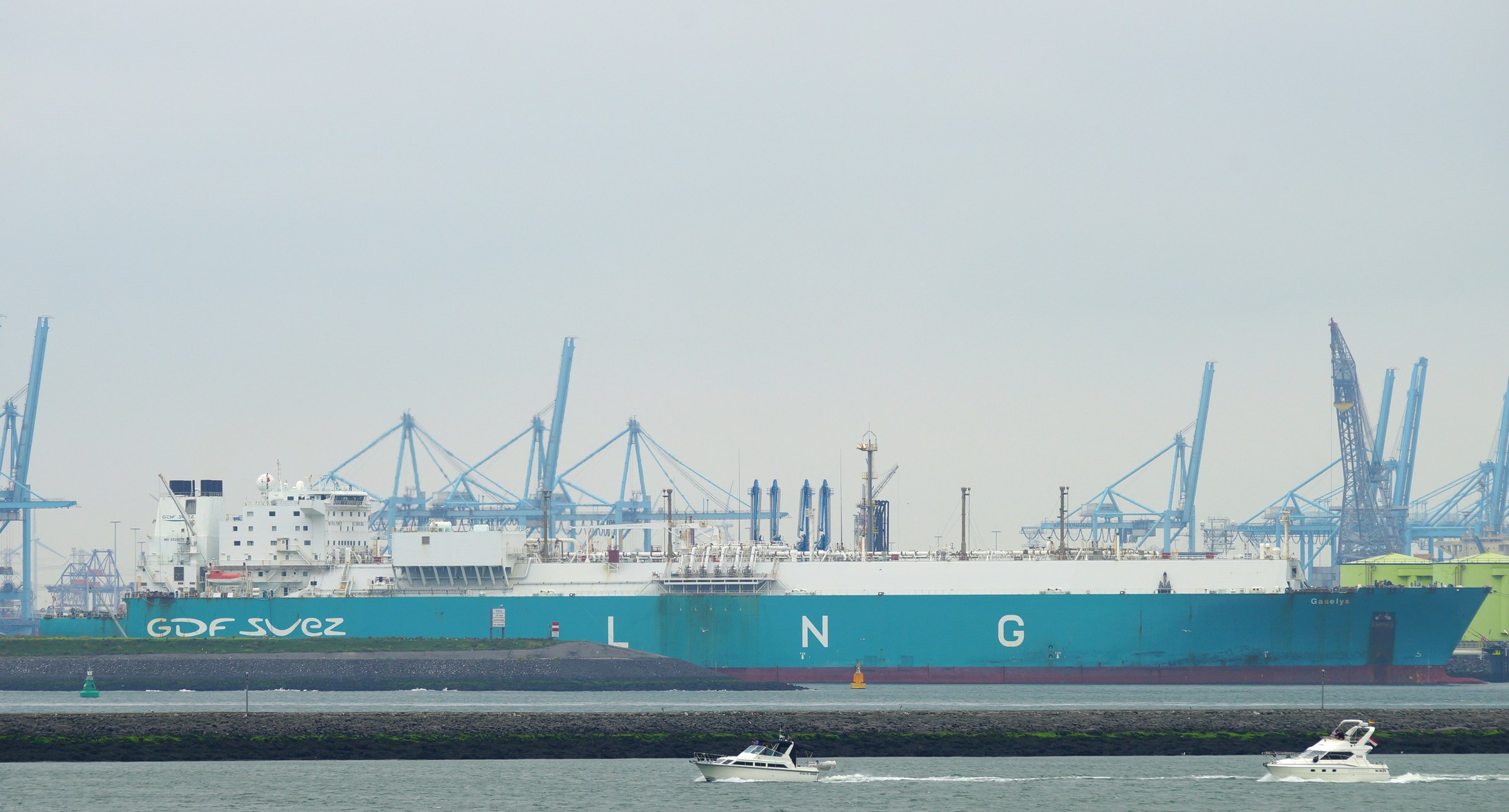 A liquefied natural gas carrier under way