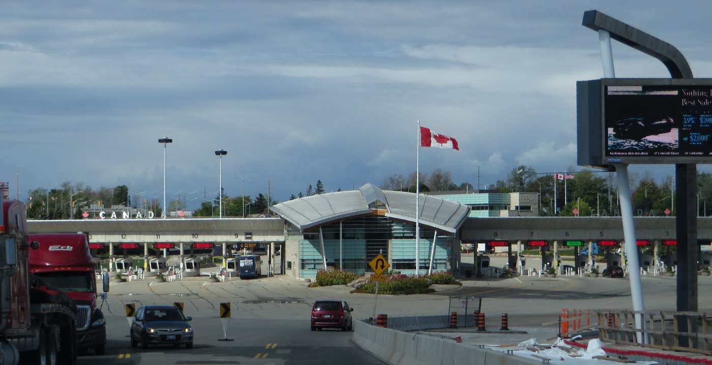 The Canada and United States border crossing at Fort Erie, Ontario