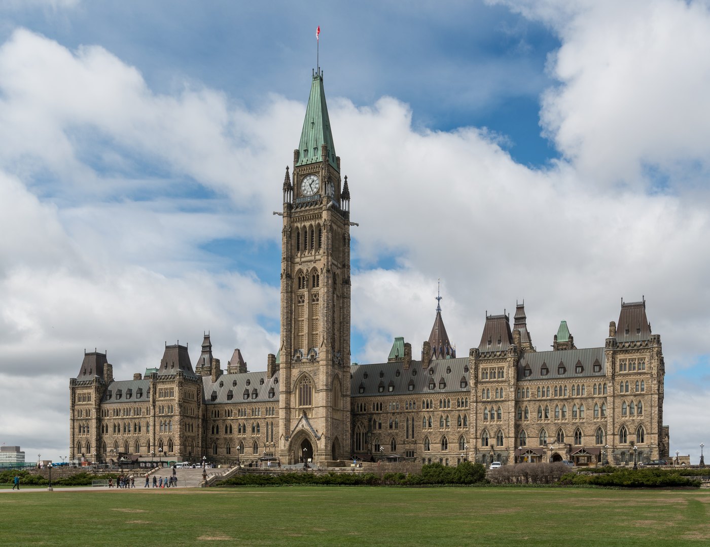 The Centre Block of Parliament Hill in Ottawa seen from the southeast